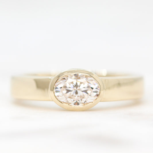 *NEED TO PHOTO BRUSHED* Mabel Ring with a 0.84 Carat Oval Moissanite - Made to Order, Choose Your Gold Tone - Midwinter Co. Alternative Bridal Rings and Modern Fine Jewelry