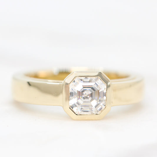 *NEED TO PHOTO BRUSHED* Mabel Ring with a 0.87 Carat Asscher Cut Moissanite - Made to Order, Choose Your Gold Tone - Midwinter Co. Alternative Bridal Rings and Modern Fine Jewelry