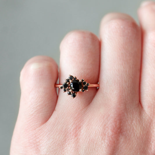 Orion Ring with All Black Diamonds - Cluster ring - Midwinter Co. Alternative Bridal Rings and Modern Fine Jewelry