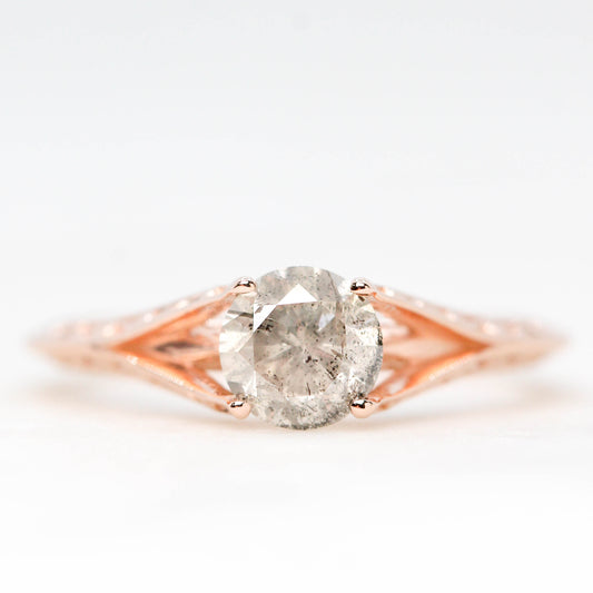 Ivy Ring with a 0.98 Carat Round Light Gray Celestial Diamond in 14k Rose Gold - Ready to Size and Ship - Midwinter Co. Alternative Bridal Rings and Modern Fine Jewelry