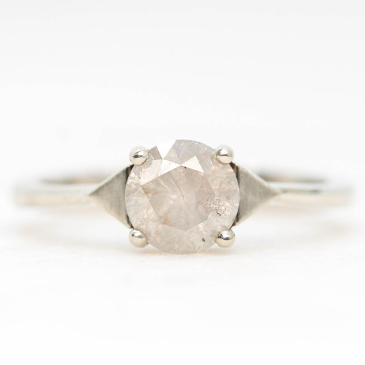 Quinta Ring with a 1.11 Carat Misty Gray Round Diamond in 10k Natural White Gold - Ready to Size and Ship - Midwinter Co. Alternative Bridal Rings and Modern Fine Jewelry