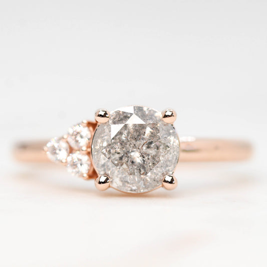 Trisha Ring with a 1.33 Carat Gray Celestial Round Diamond and White Accent Diamonds in 14k Rose Gold - Ready to Size and Ship - Midwinter Co. Alternative Bridal Rings and Modern Fine Jewelry