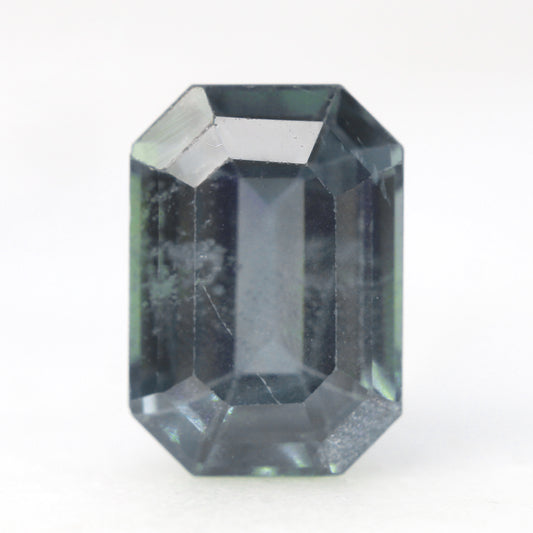 4.52 Carat Color-Change Teal Green Purple Emerald Cut Madagascar Sapphire for Custom Work - Inventory Code TGPS5452 - Midwinter Co. Alternative Bridal Rings and Modern Fine Jewelry