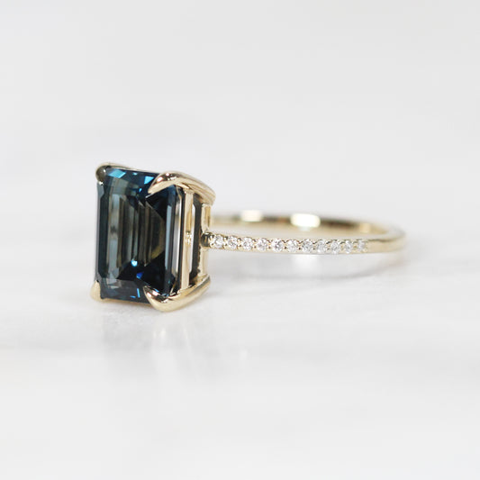 Mia Ring with 3.75ct London Blue Topaz Emerald Cut - Custom Made to Order - Midwinter Co. Alternative Bridal Rings and Modern Fine Jewelry