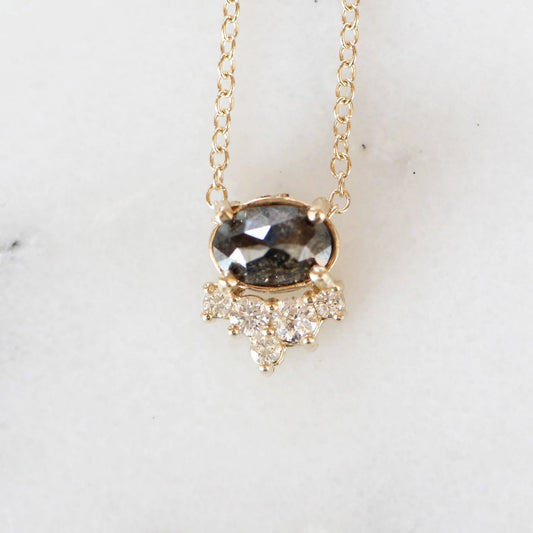 Allie - Petite Black Oval Diamond 14k Yellow Gold Necklace - Ready to Ship - Midwinter Co. Alternative Bridal Rings and Modern Fine Jewelry