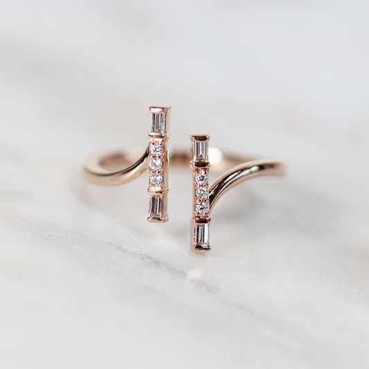 Denver Double Bar Ring - Your Choice of 14k Gold - Midwinter Co. Alternative Bridal Rings and Modern Fine Jewelry