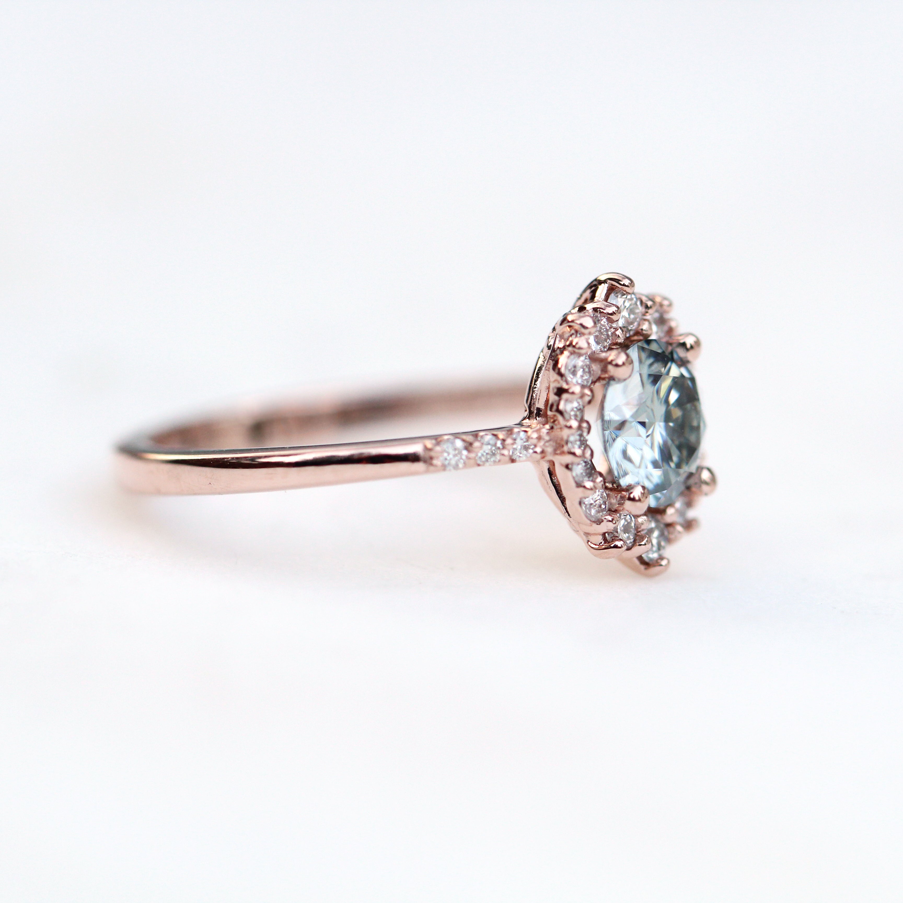 Grace Ring With A Carat Gray Moissanite Surrounded By White Diamond Accents  In Your Choice Of Gold Made To Order Midwinter Alternative Bridal Rings And  Modern Fine Jewelry