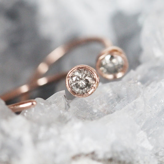 Harper Earrings with Gray Celestial Diamonds - 14k Rose Gold- Ready to ship - Midwinter Co. Alternative Bridal Rings and Modern Fine Jewelry