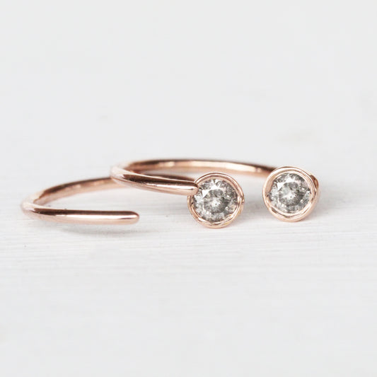 Harper Earrings with Gray Celestial Diamonds - 14k Rose Gold- Ready to ship - Midwinter Co. Alternative Bridal Rings and Modern Fine Jewelry