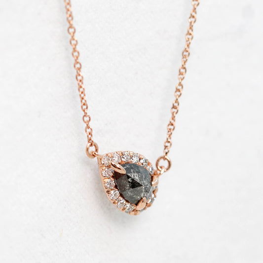 14k Rose Gold Pendant Necklace with a 0.73 Carat Pear Celestial Diamond - Midwinter Co. Alternative Bridal Rings and Modern Fine Jewelry