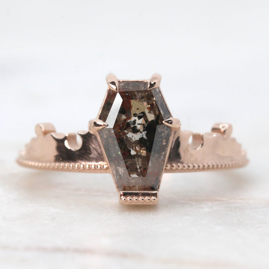 Azrael Ring with a 2.16 Carat Coffin Cut Champagne Brown Celestial Diamond in 14k Rose Gold - Ready to Size and Ship - Midwinter Co. Alternative Bridal Rings and Modern Fine Jewelry