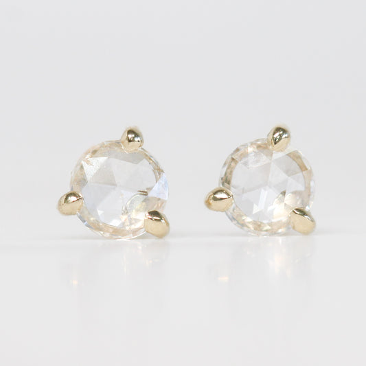 0.25 ct. Rose Cut Diamond Earring Studs  in 14K Rose or Yellow Gold - Ready to Ship - Midwinter Co. Alternative Bridal Rings and Modern Fine Jewelry