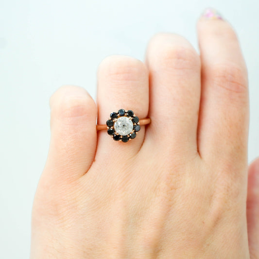 Magnolia Ring with a .70 ct Misty Celestial Diamond and Black Diamond Accents in 14k Rose Gold - Ready to Size and Ship - Midwinter Co. Alternative Bridal Rings and Modern Fine Jewelry