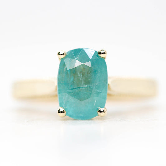 Jane Ring with a 3.22 Carat Teal Oval Grandidierite in 14k Yellow Gold - Ready to Size and Ship - Midwinter Co. Alternative Bridal Rings and Modern Fine Jewelry