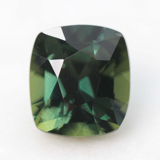 4.35 Carat Cushion Cut Green Sapphire for Custom Work - Inventory Code GCSAP435 - Midwinter Co. Alternative Bridal Rings and Modern Fine Jewelry