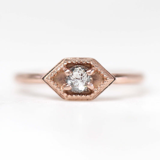 Melissa Ring with a 0.26 Carat Round Dark Celestial Diamond in 10k Rose Gold - Ready to Size and Ship - Midwinter Co. Alternative Bridal Rings and Modern Fine Jewelry