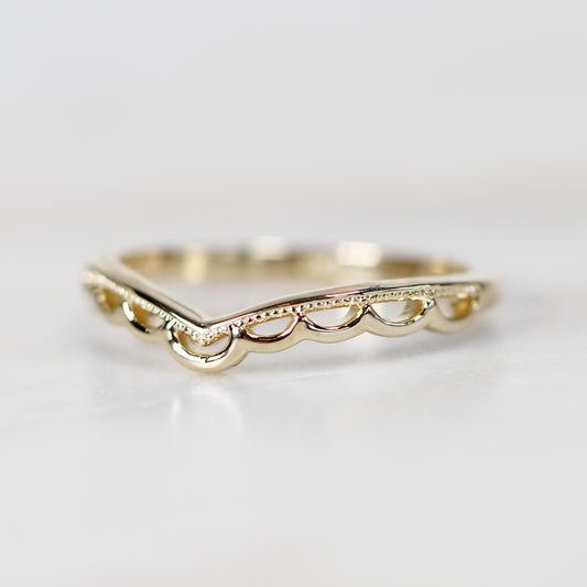 Juniper Lace Contour V Ring - Your Choice of 14k Gold - Midwinter Co. Alternative Bridal Rings and Modern Fine Jewelry