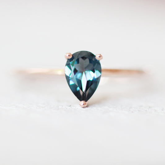 London Blue Topaz .85 carat Pear Cut - Your choice of metal - Custom - Midwinter Co. Alternative Bridal Rings and Modern Fine Jewelry