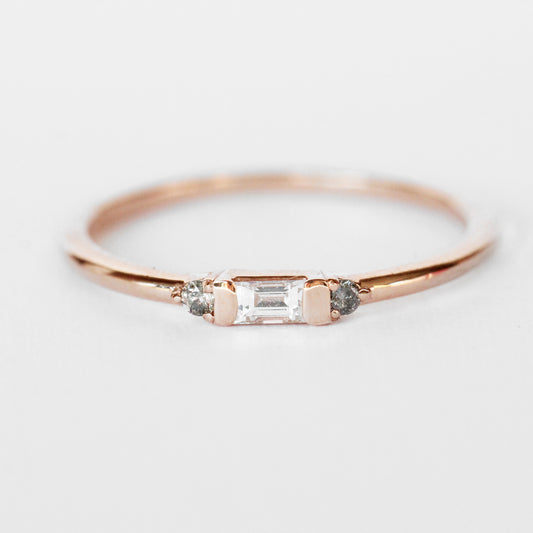 Phoebe Minimal Baguette + Round Diamond Ring - Stackable Band in Your Choice of 14k Gold - Midwinter Co. Alternative Bridal Rings and Modern Fine Jewelry