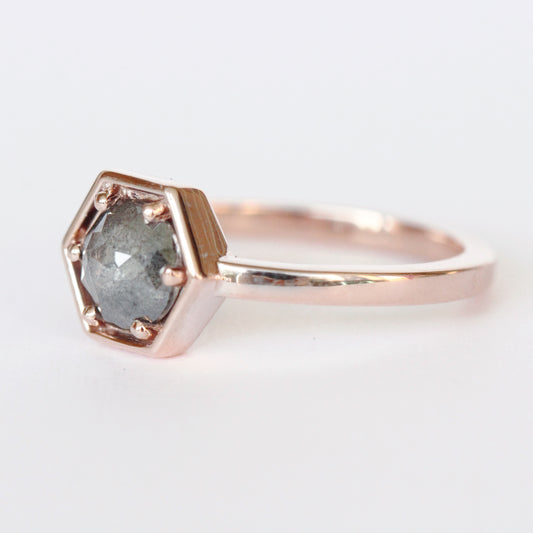 Rhetta Ring with a .70 ct Celestial Diamond in 10k Rose Gold - Ready to Size and Ship - Midwinter Co. Alternative Bridal Rings and Modern Fine Jewelry