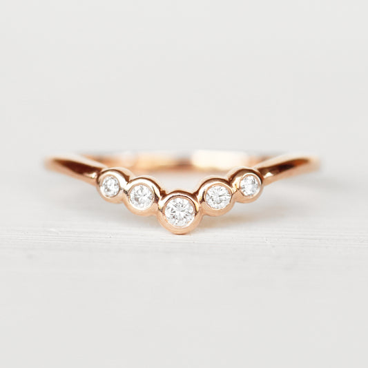 Colette V-Contoured Bezel-Set Stackable Wedding Band - Made to Order - Midwinter Co. Alternative Bridal Rings and Modern Fine Jewelry