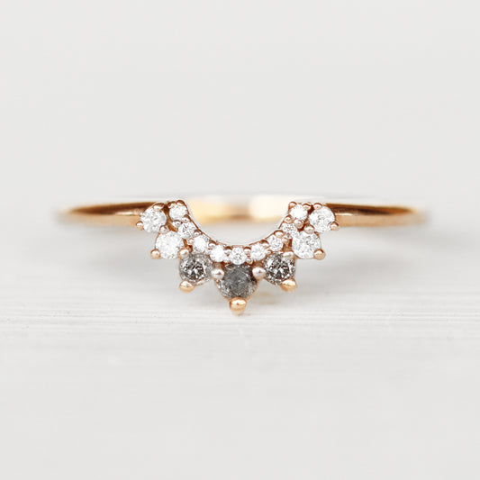 Ilsa - Contoured Celestial + White Diamond Wedding Stacking Band - made to order - Midwinter Co. Alternative Bridal Rings and Modern Fine Jewelry