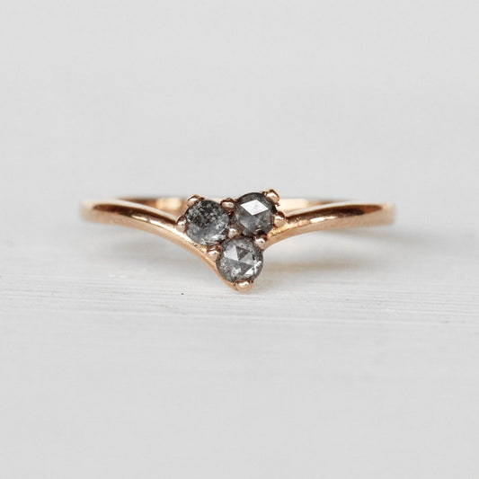 Madelyn Ring - Trio of Rose Cut Diamonds - Gold of choice - Midwinter Co. Alternative Bridal Rings and Modern Fine Jewelry