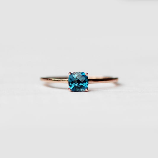 London Blue Topaz .75 carat Cushion Cut - Your choice of metal - Custom - Midwinter Co. Alternative Bridal Rings and Modern Fine Jewelry