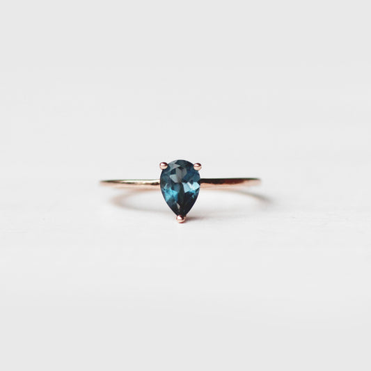 London Blue Topaz .85 carat Pear Cut - Your choice of metal - Custom - Midwinter Co. Alternative Bridal Rings and Modern Fine Jewelry