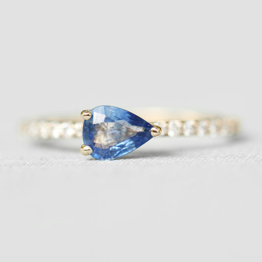 Raine Ring with a Pear Sapphire in 10k Yellow Gold - Ready to Size and Ship - Midwinter Co. Alternative Bridal Rings and Modern Fine Jewelry