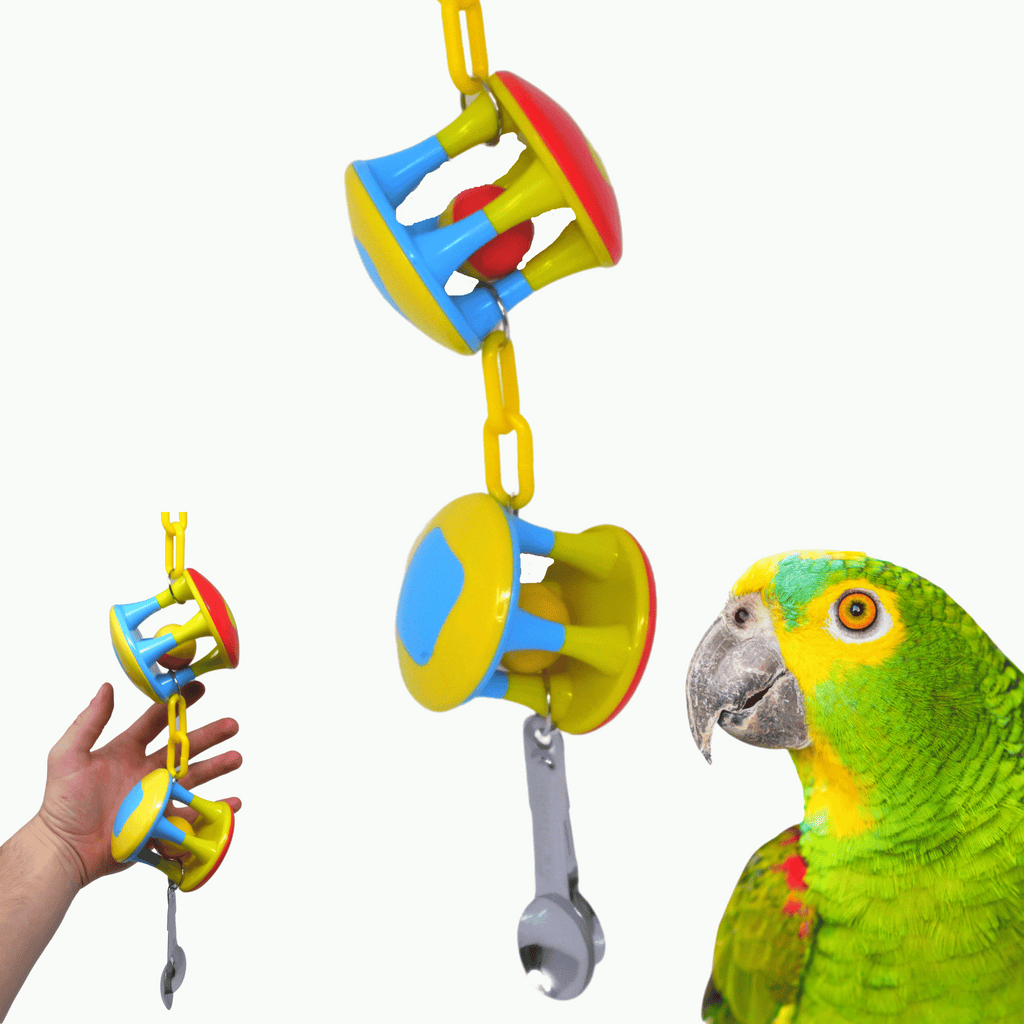 Bonka Bird Toys Spoon Cage Ball Medium Large Puzzle Rattle Toy (2 Styles) - Bonka Bird Toys