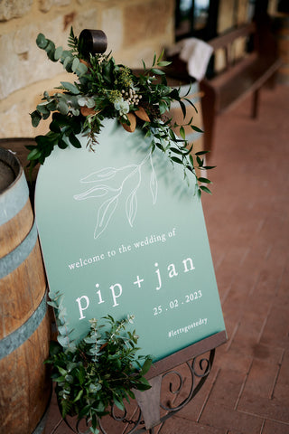 wedding welcome sign green