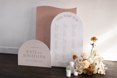 wedding seating chart in pink