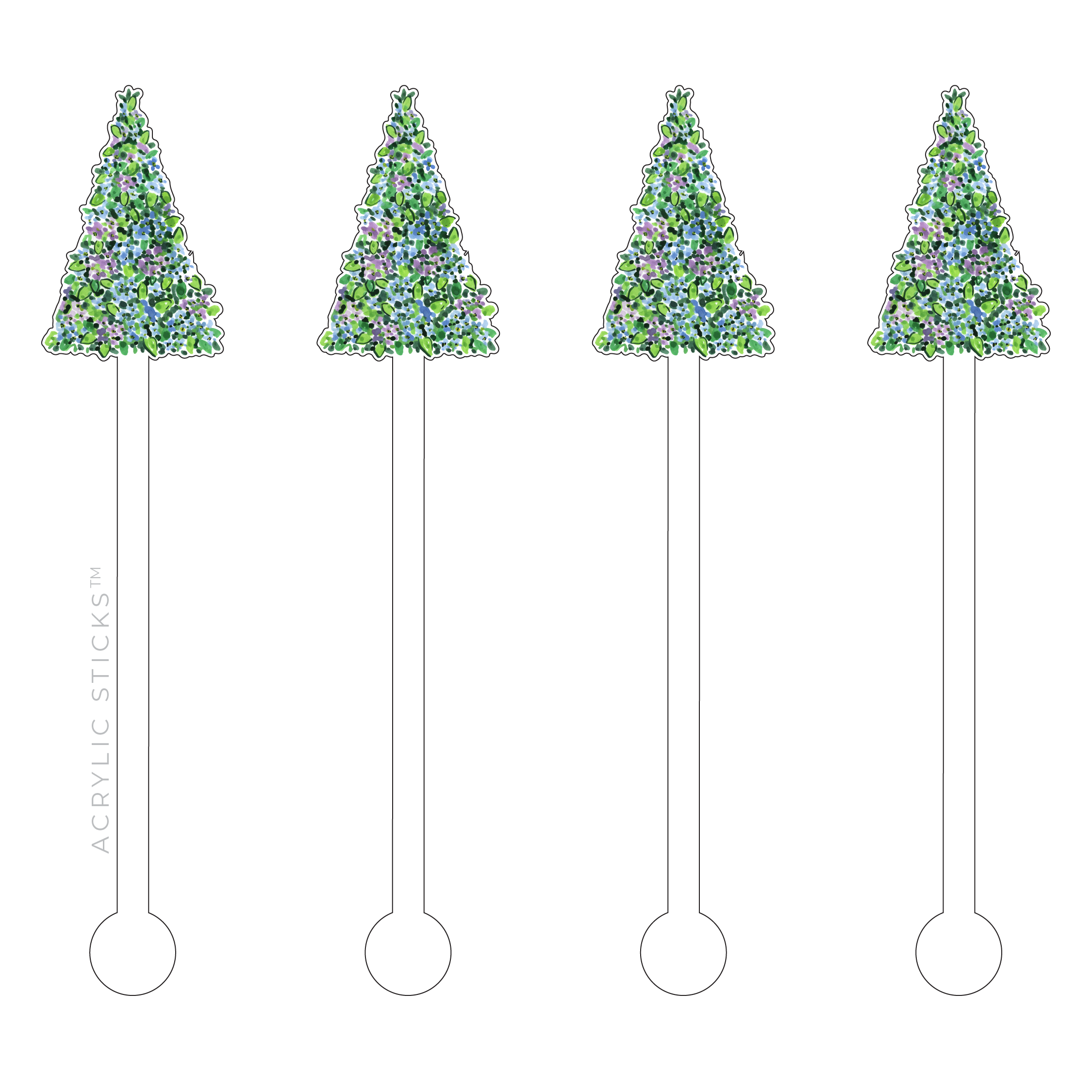 EVELYN HENSON CHRISTMAS HYDRANGEA TREE ACRYLIC STIR STICKS