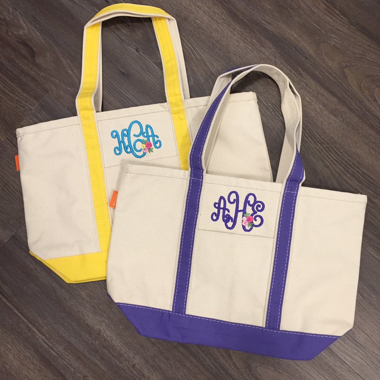 Large Canvas Monogrammed Boat Tote Bag w Zipper - The White Invite