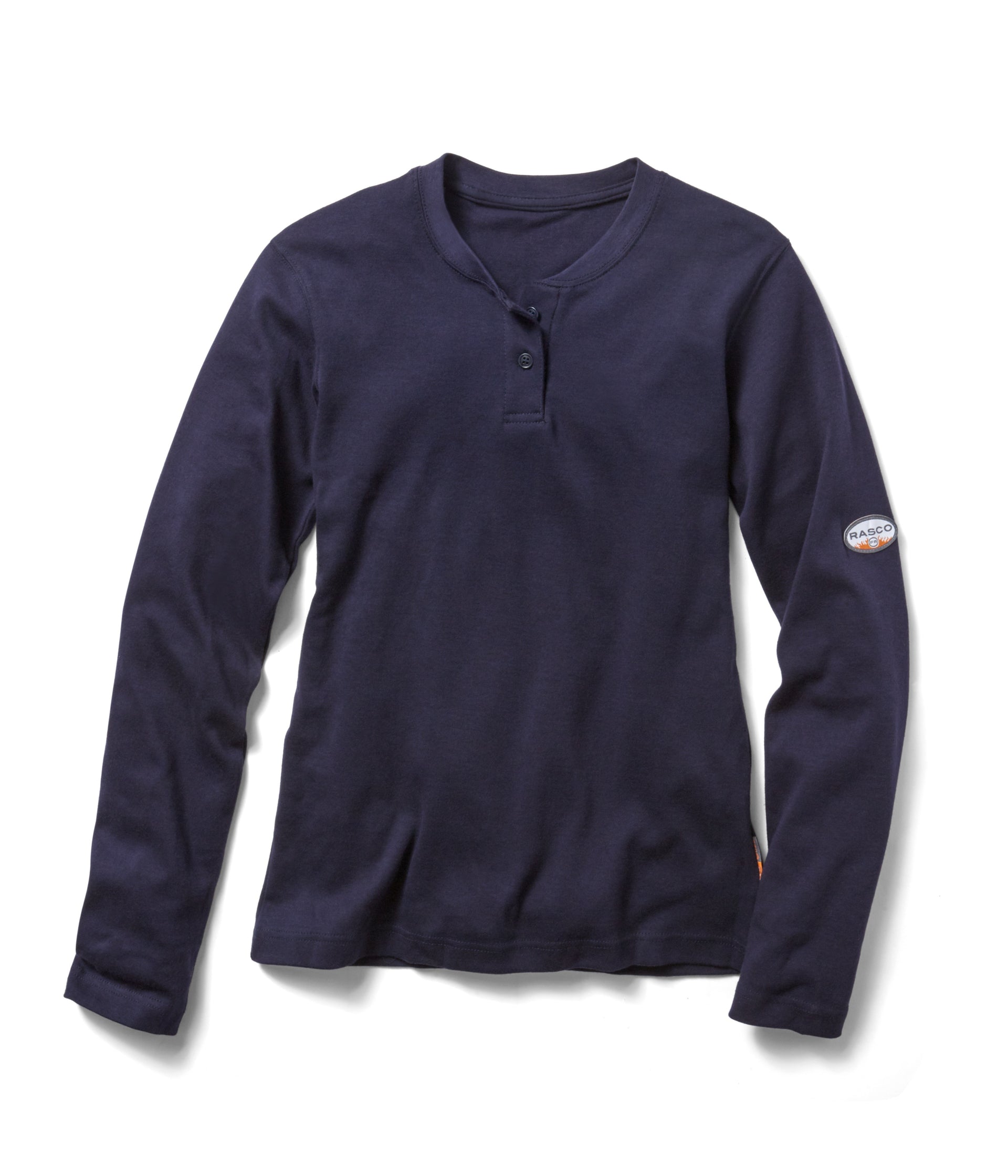 Women's Navy Long Sleeve FR Henley T Shirt – Refinery Work Wear Canada