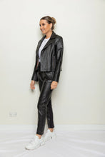 Load image into Gallery viewer, Benny Leather Biker Jacket-Black