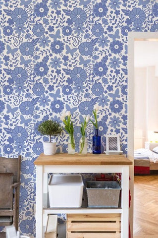 Dutch Flowers Pattern Wallpaper Mural, eazywallz.eu