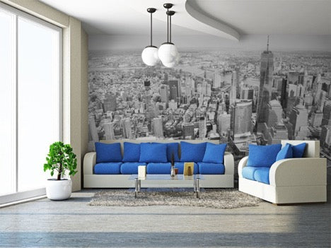 New York City Black and White Skyline Wallpaper Mural, eazywallz.eu