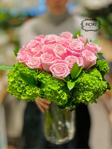 Light Pink Rose Hydrangea Valentine's Day Flower Arrangement