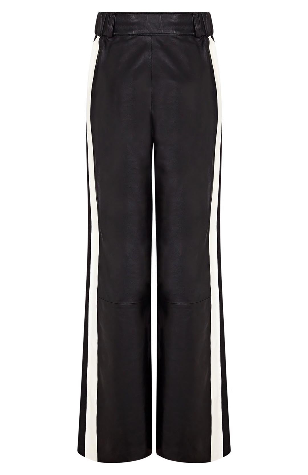 womens black trousers with white stripe