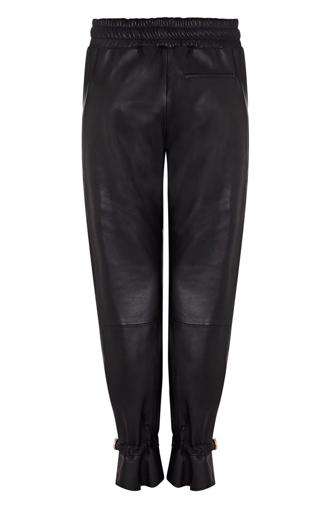 womens black leather joggers