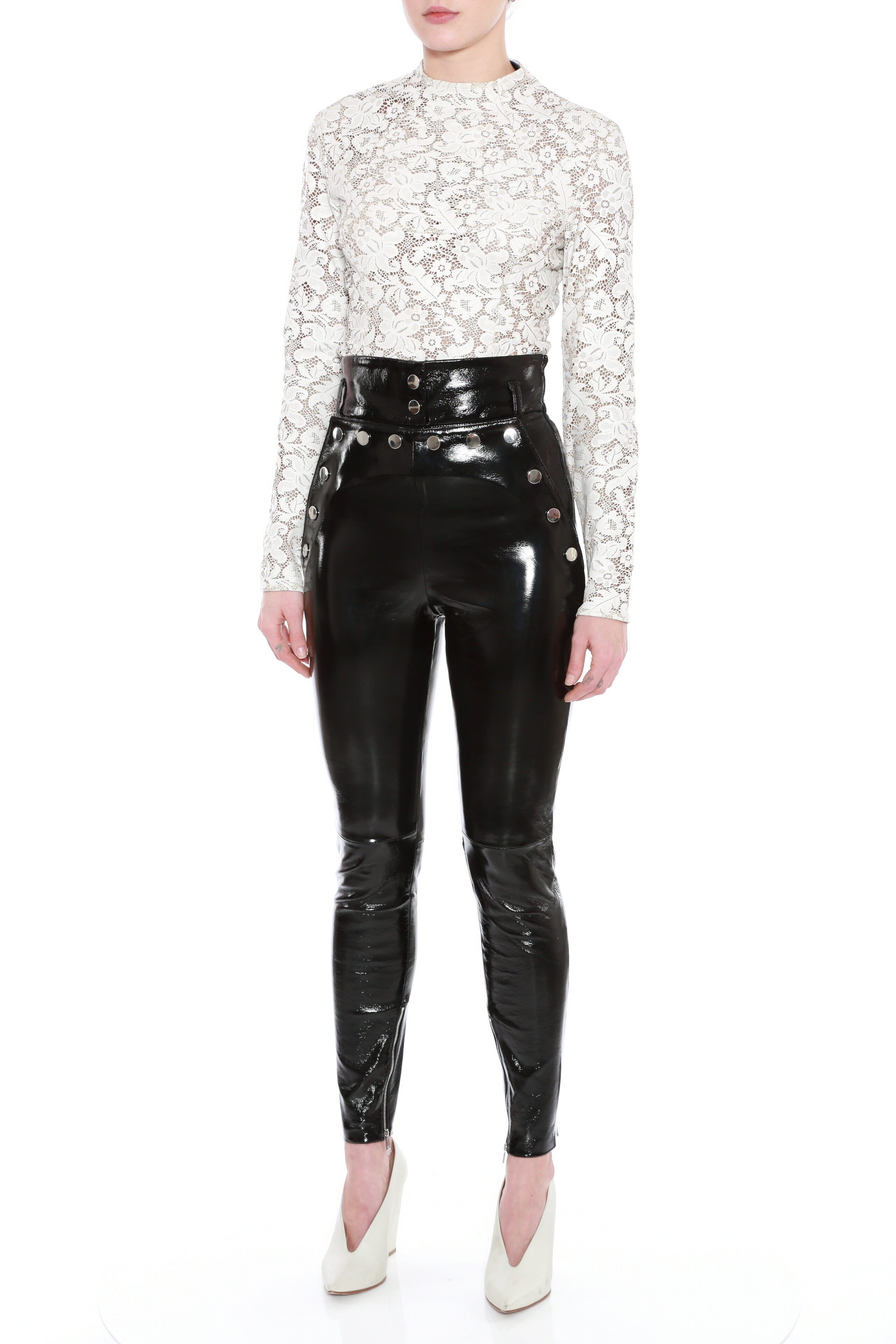 high waisted patent leather pants