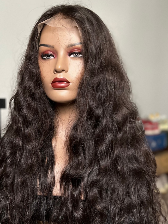 Custom Wig with Raw Indian Wavy in Natural Brown