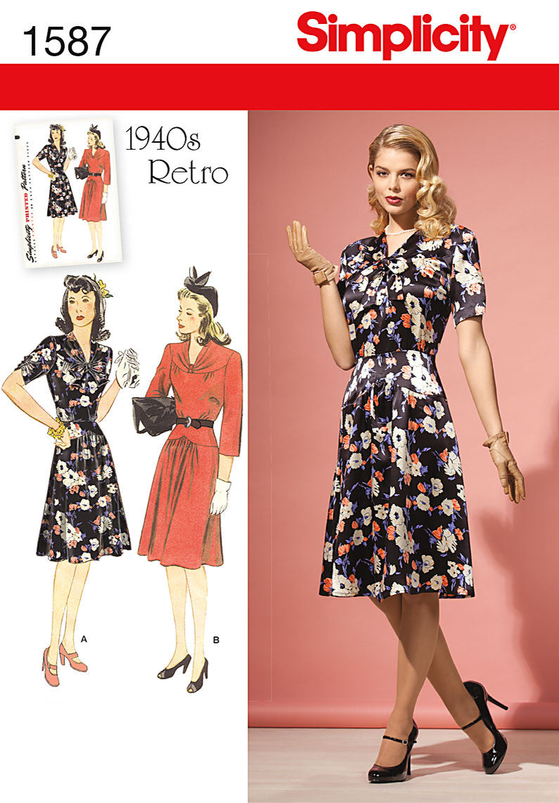 Simplicity 1587 : 1940s Vintage Dress Sewing Pattern – WeSewRetro