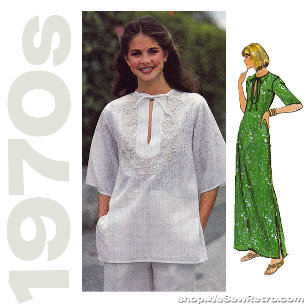 1970s Embroidered Dress and Top Vintage Pattern - Butterick 5310 ...