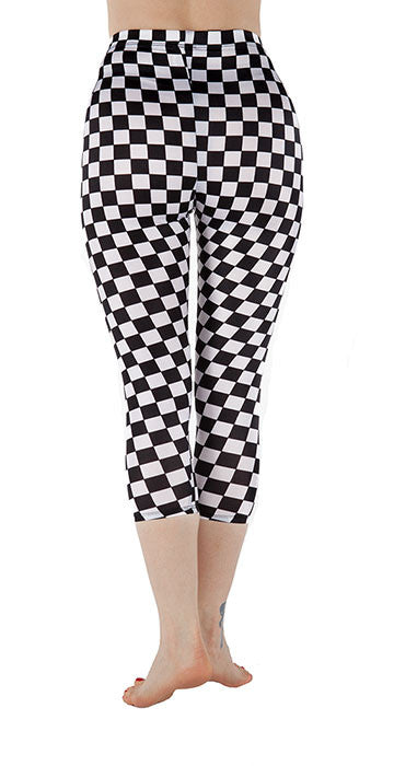 black and white checkered capri pants