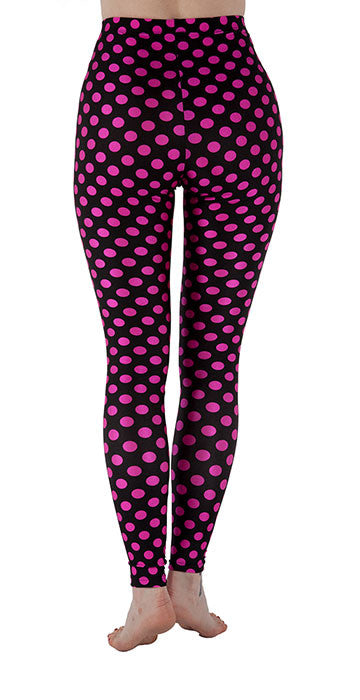 Black and Pink Dots Spandex Leggings | Tasty Tiger