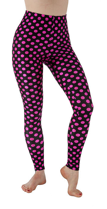 Black and Pink Dots Spandex Leggings | Tasty Tiger