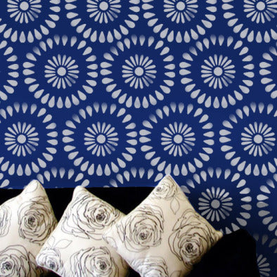 Indian flower wall stencil